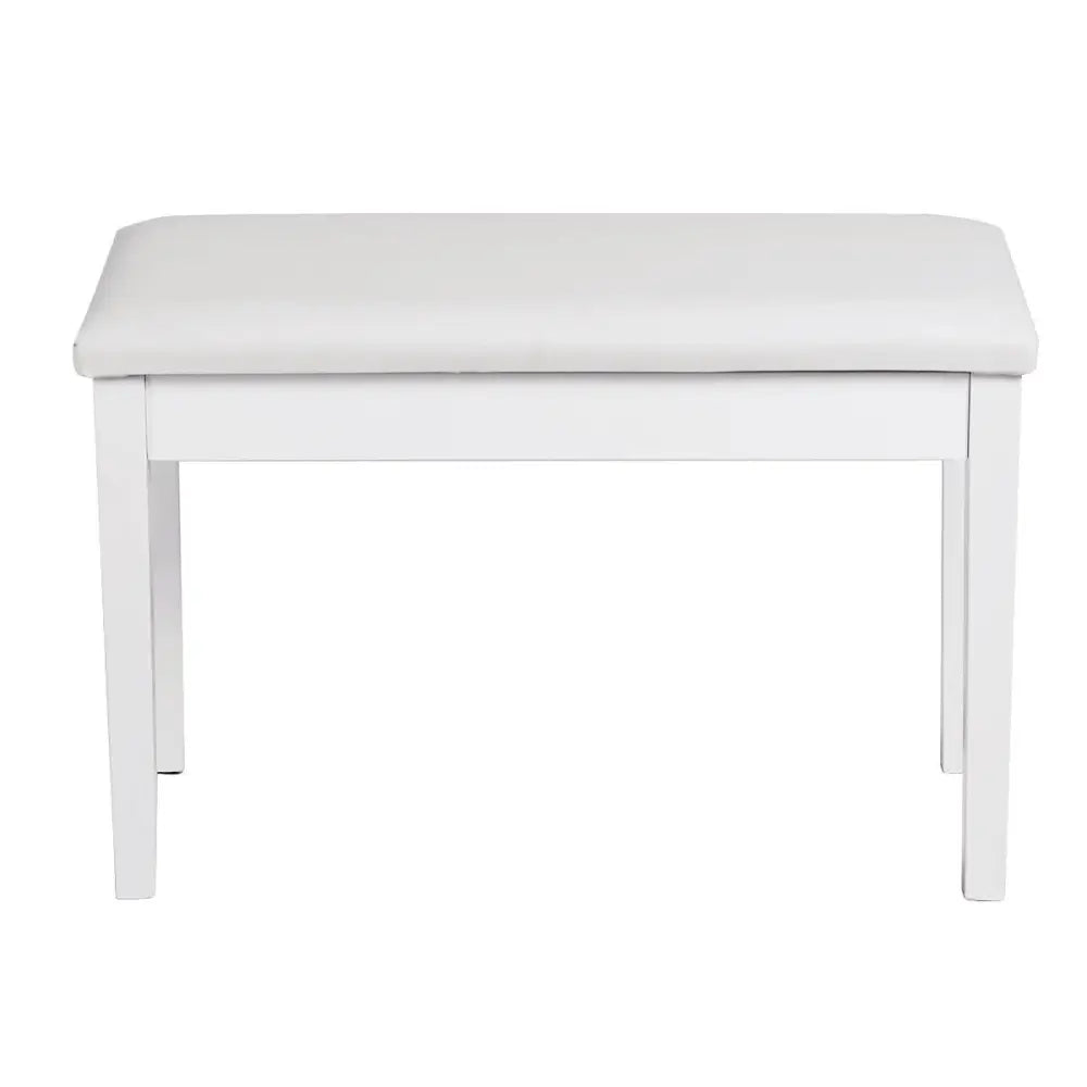 Solid Wood PU Leather Padded Piano Bench Keyboard Seat-White - White - Ottomans