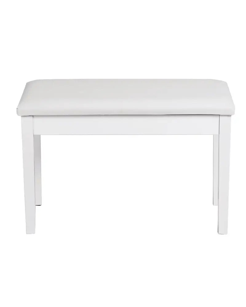 Solid Wood PU Leather Padded Piano Bench Keyboard Seat-White - White - Ottomans