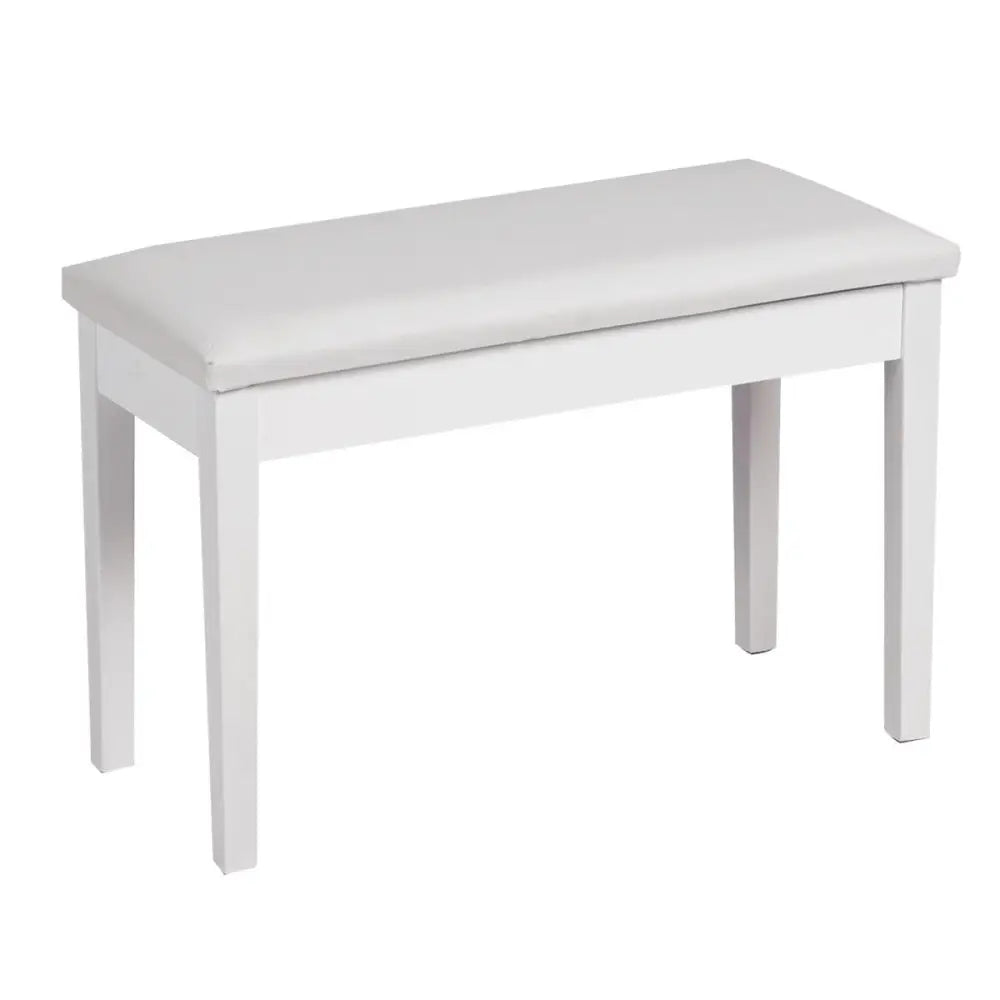 Solid Wood PU Leather Padded Piano Bench Keyboard Seat-White - White - Ottomans