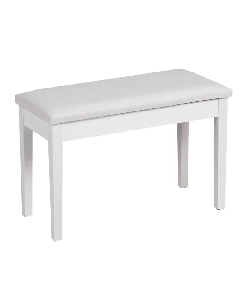 Solid Wood PU Leather Padded Piano Bench Keyboard Seat-White - White - Ottomans