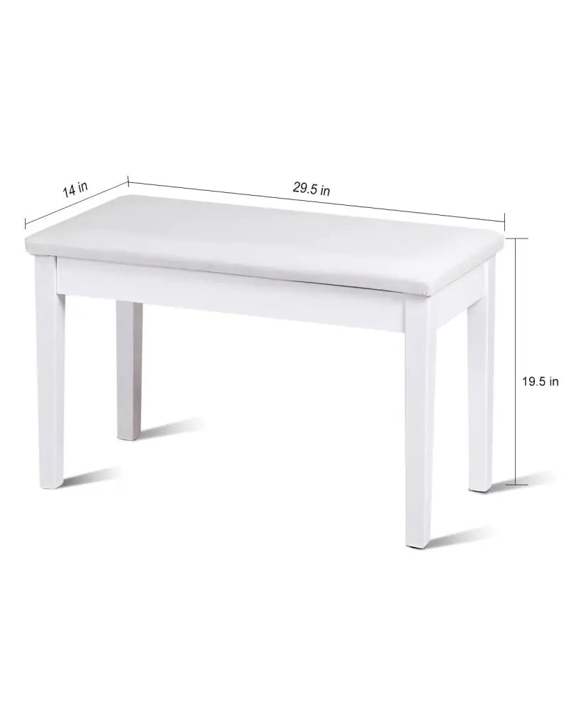 Solid Wood PU Leather Padded Piano Bench Keyboard Seat-White - White - Ottomans