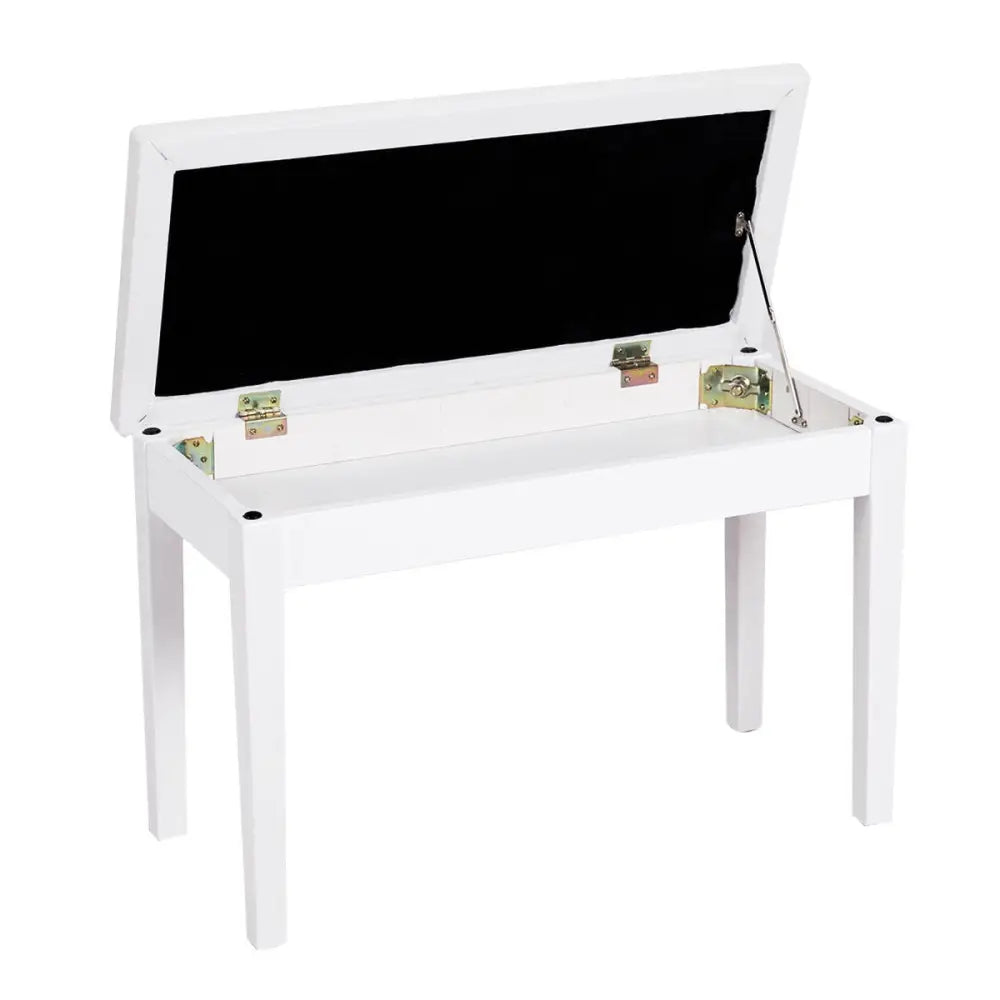 Solid Wood PU Leather Padded Piano Bench Keyboard Seat-White - White - Ottomans