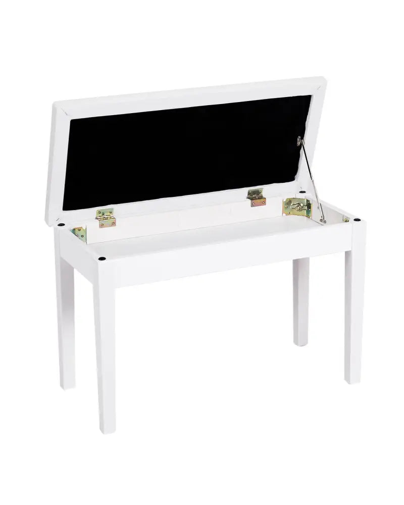 Solid Wood PU Leather Padded Piano Bench Keyboard Seat-White - White - Ottomans