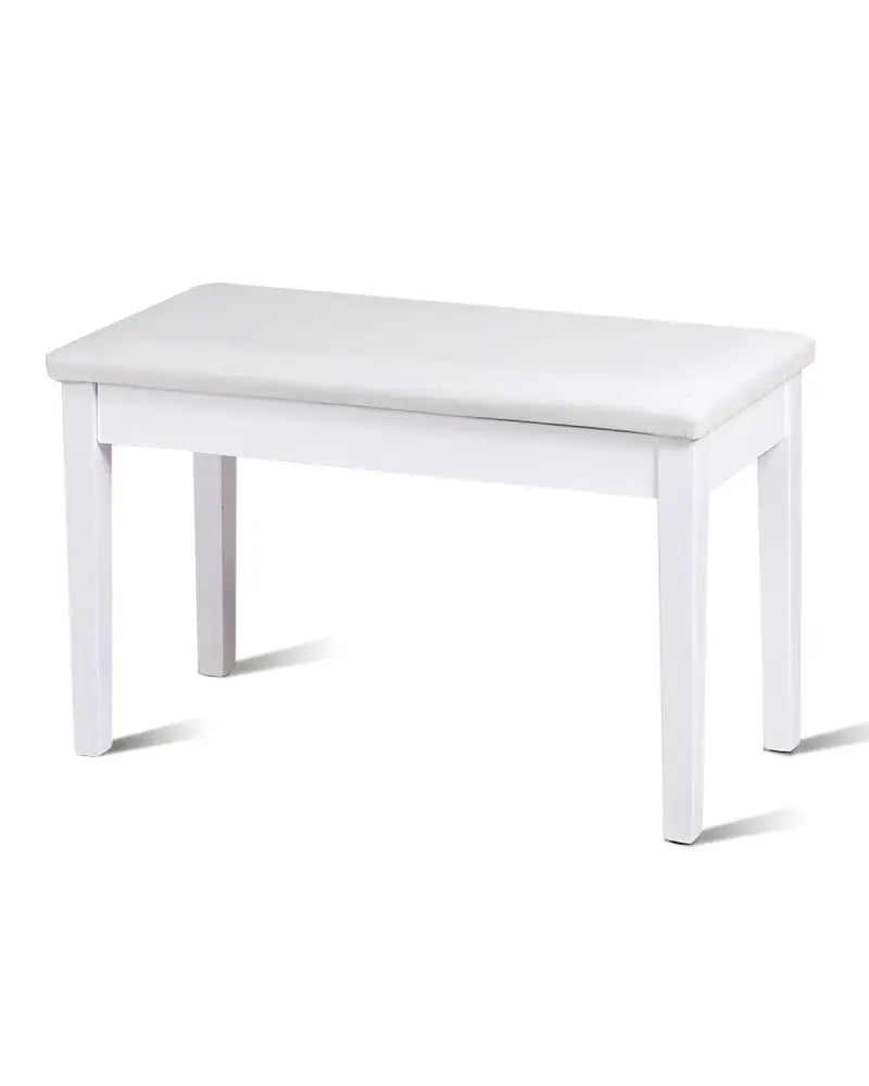 Solid Wood PU Leather Padded Piano Bench Keyboard Seat-White - White - Ottomans