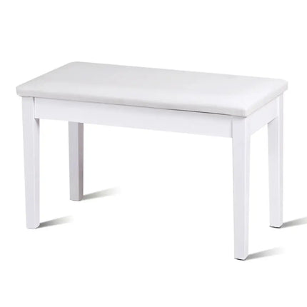 Solid Wood PU Leather Padded Piano Bench Keyboard Seat-White - White - Ottomans