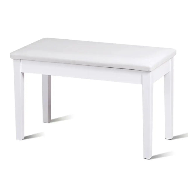 Solid Wood PU Leather Padded Piano Bench Keyboard Seat-White - White - Ottomans