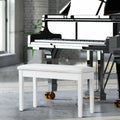 Solid Wood PU Leather Padded Piano Bench Keyboard Seat-White - White - Ottomans