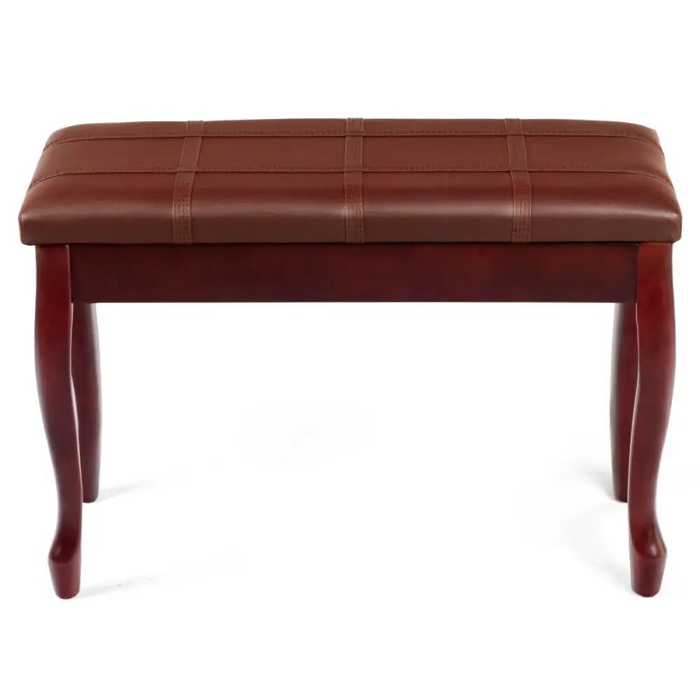 Solid Wood PU Leather Piano Bench with Storage-Brown - Brown - Ottomans
