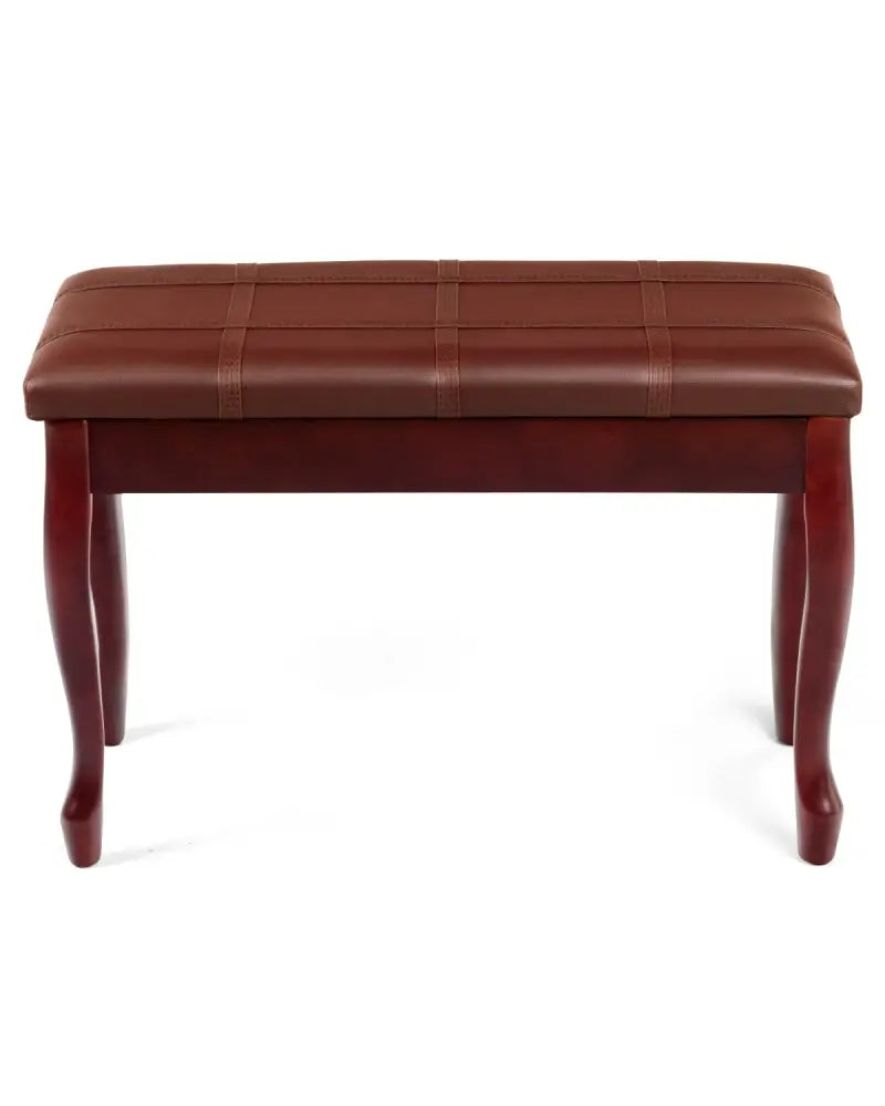 Solid Wood PU Leather Piano Bench with Storage-Brown - Brown - Ottomans