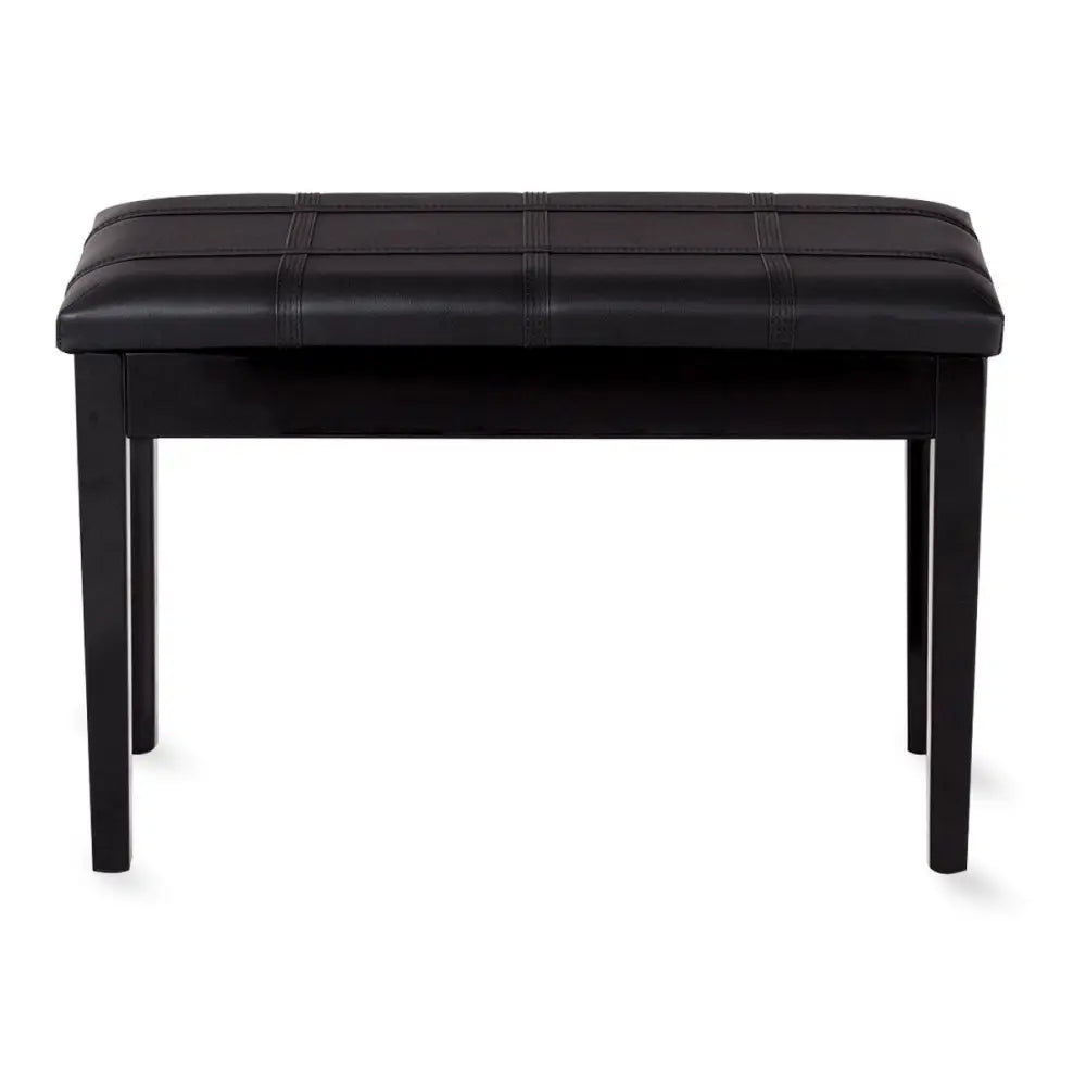 Solid Wood PU Leather Piano Double Duet Keyboard Bench-Black - Black - Ottomans