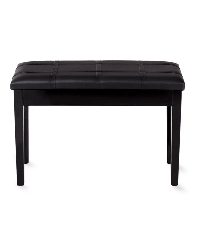 Solid Wood PU Leather Piano Double Duet Keyboard Bench-Black - Black - Ottomans