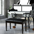 Solid Wood PU Leather Piano Double Duet Keyboard Bench-Black - Black - Ottomans