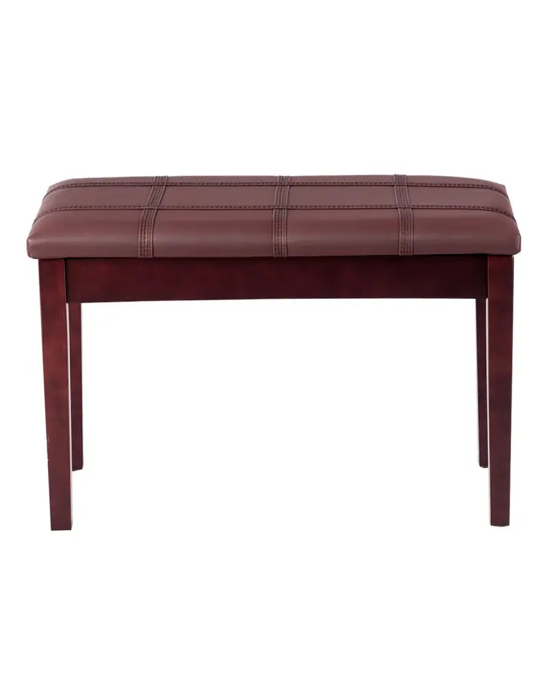 Solid Wood PU Leather Piano Double Duet Keyboard Bench-Brown - Brown - Ottomans