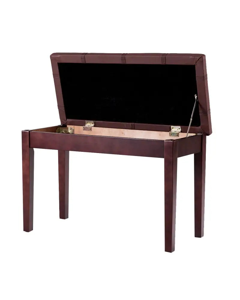 Solid Wood PU Leather Piano Double Duet Keyboard Bench-Brown - Brown - Ottomans