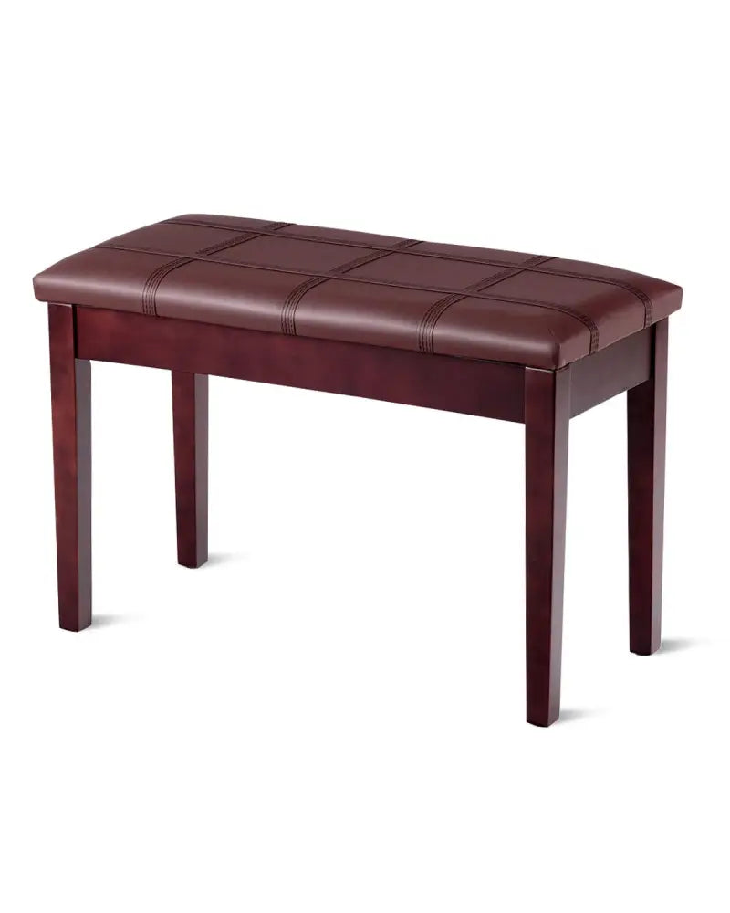Solid Wood PU Leather Piano Double Duet Keyboard Bench-Brown - Brown - Ottomans