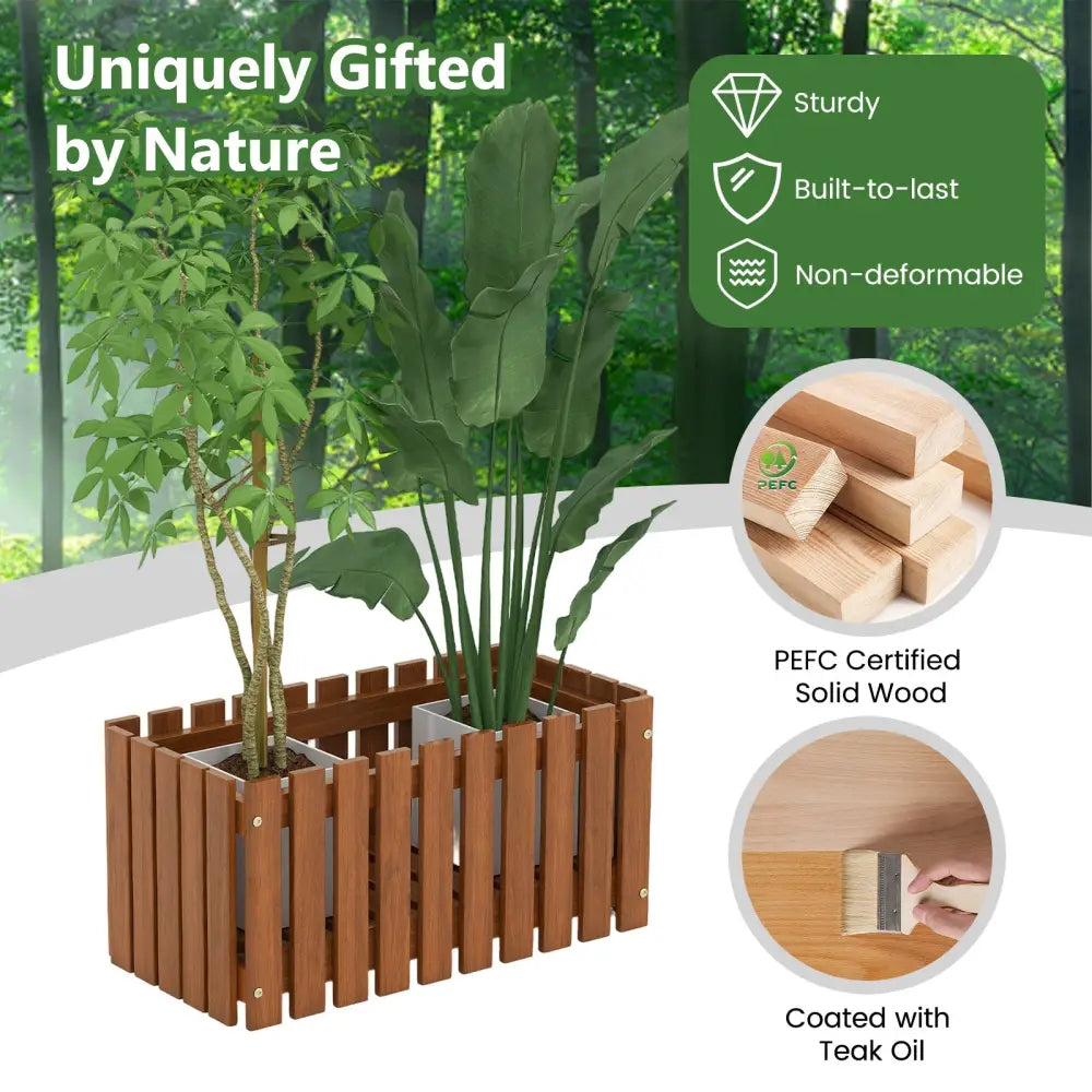 Solid Wood Raised Garden Bed for Flower and Vegetable - Natural - Raised Garden Beds