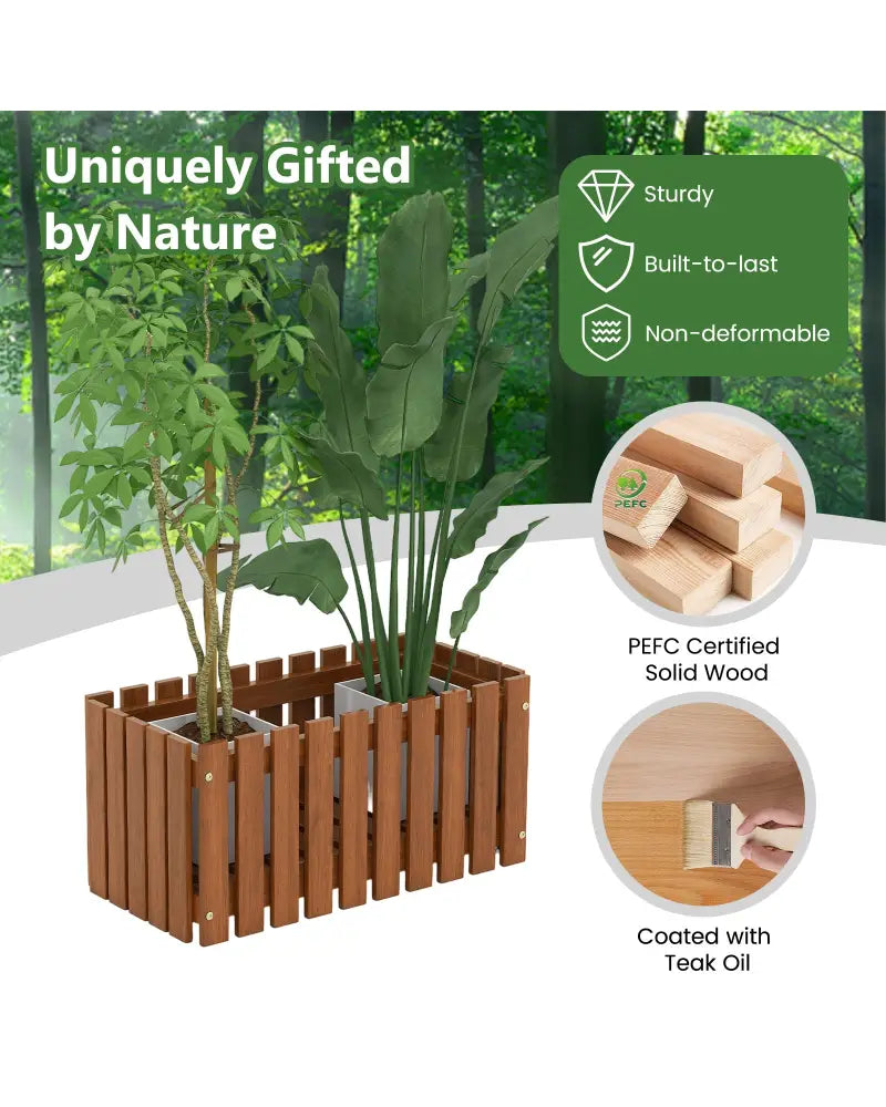 Solid Wood Raised Garden Bed for Flower and Vegetable - Natural - Raised Garden Beds
