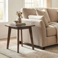 Solid Wood Side Table Square End Table with Thickened Top and Curved Edge-Walnut - Walnut - End & Side Tables
