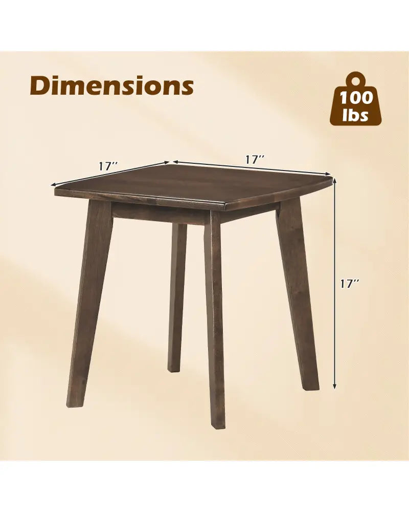 Solid Wood Side Table Square End Table with Thickened Top and Curved Edge-Walnut - Walnut - End & Side Tables