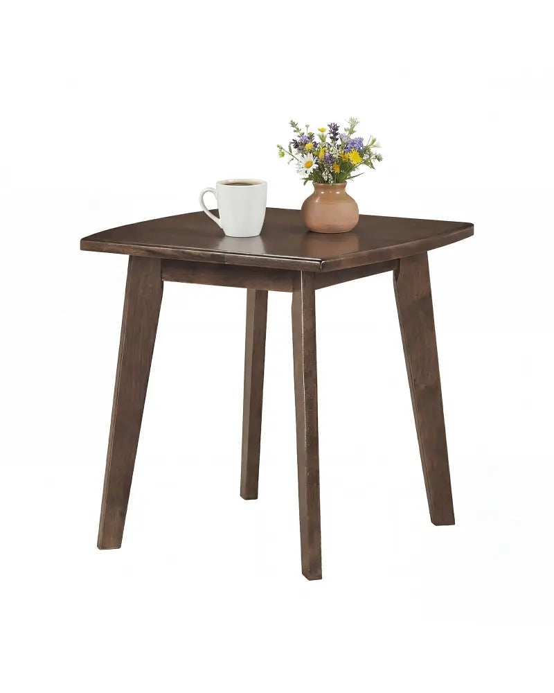 Solid Wood Side Table Square End Table with Thickened Top and Curved Edge-Walnut - Walnut - End & Side Tables