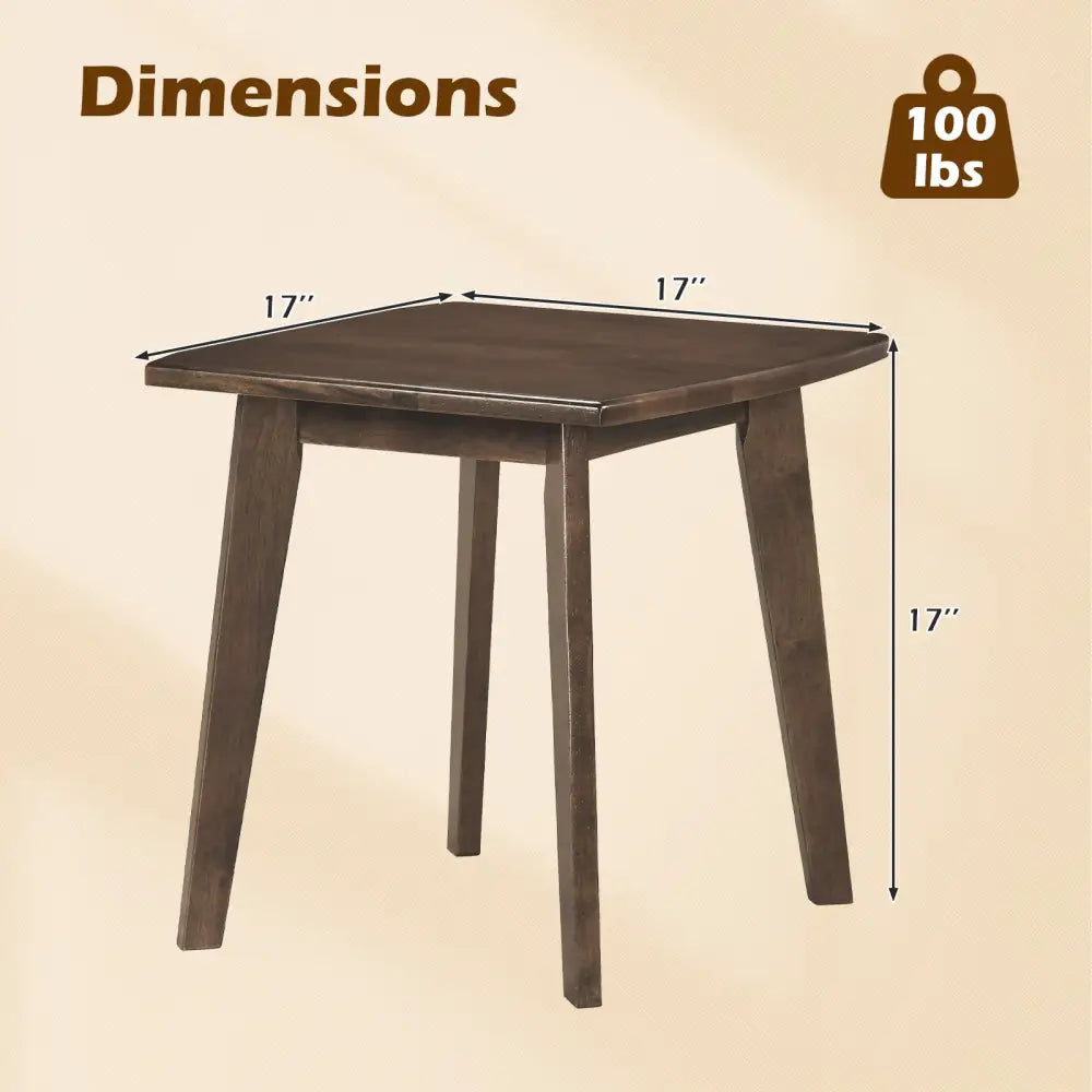Solid Wood Side Table Square End Table with Thickened Top and Curved Edge-Walnut - Walnut - End & Side Tables