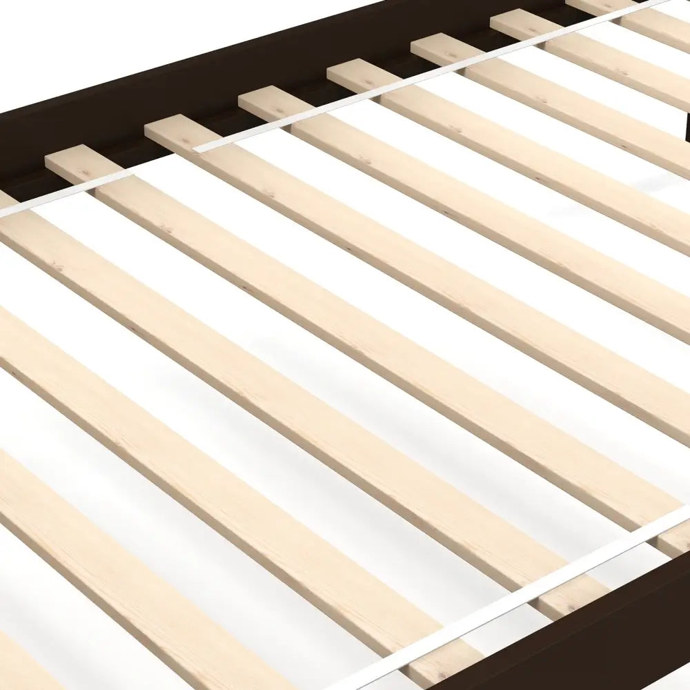 Solid Wood Twin Over Twin Bunk Bed Frame with High Guardrails and Integrated Ladder-Espresso - Espresso - Bunk Bed Frame