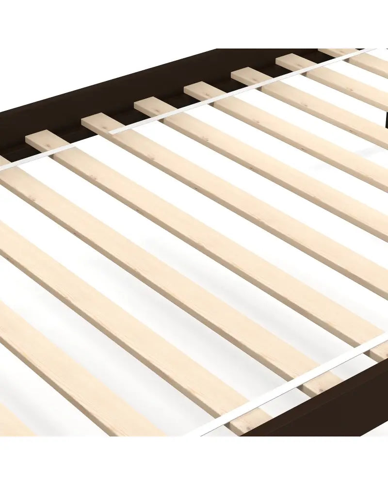Solid Wood Twin Over Twin Bunk Bed Frame with High Guardrails and Integrated Ladder-Espresso - Espresso - Bunk Bed Frame