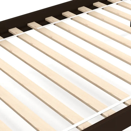 Solid Wood Twin Over Twin Bunk Bed Frame with High Guardrails and Integrated Ladder-Espresso - Espresso - Bunk Bed Frame