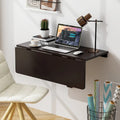 Space Saver Folding Wall-Mounted Drop-Leaf Table-Brown - Brown - Laptop Tables & Printer Stands
