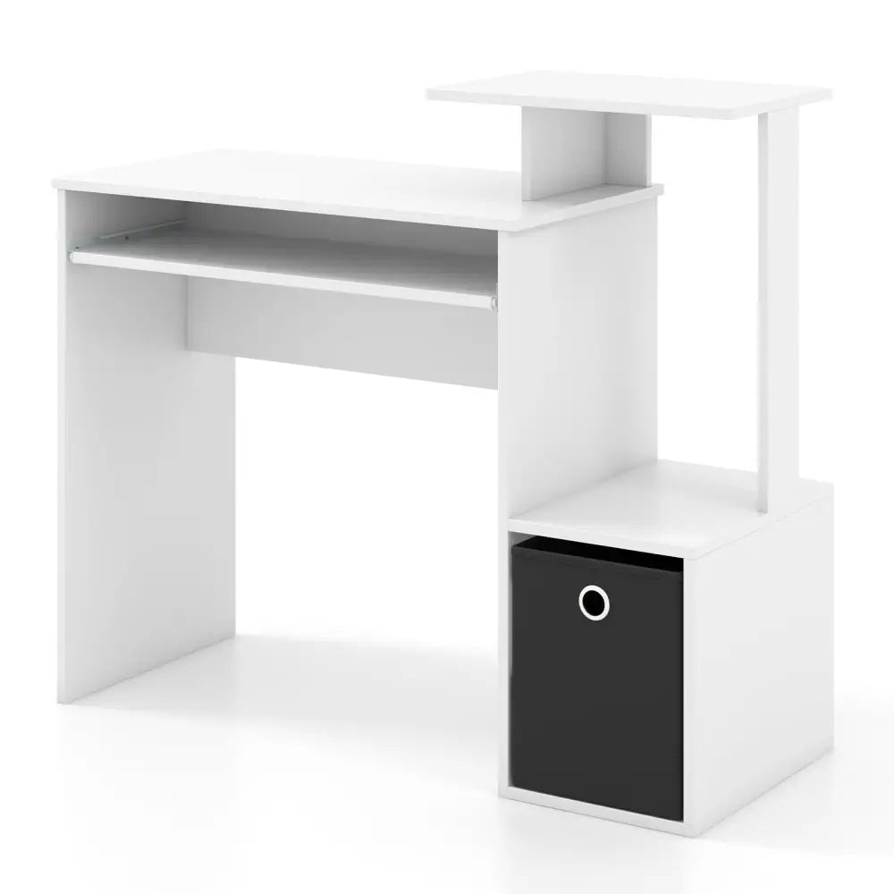 Space-saving Computer Desk with Pull-out Keyboard Tray-White - White - Computer Desks