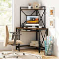 Space-Saving Corner Computer Desk with with Hutch and Keyboard Tray-Rustic Brown - Rustic Brown - Corner Desks