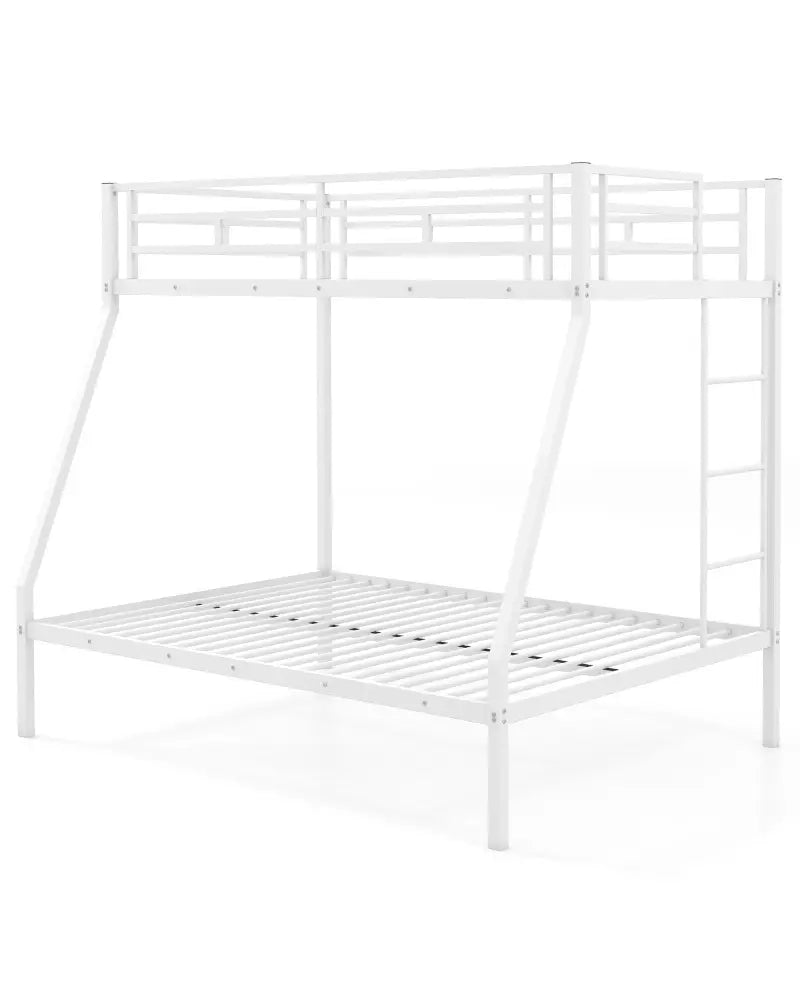 Space-saving Metal Slatted Bed Frame for Teens and Adults Noise-free No Box Spring Needed-White - White - Bunk Bed Frame