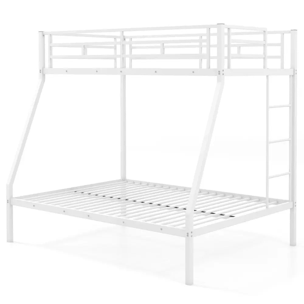 Space-saving Metal Slatted Bed Frame for Teens and Adults Noise-free No Box Spring Needed-White - White - Bunk Bed Frame