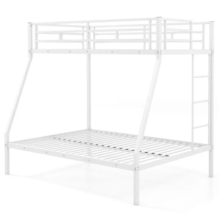 Space-saving Metal Slatted Bed Frame for Teens and Adults Noise-free No Box Spring Needed-White - White - Bunk Bed Frame