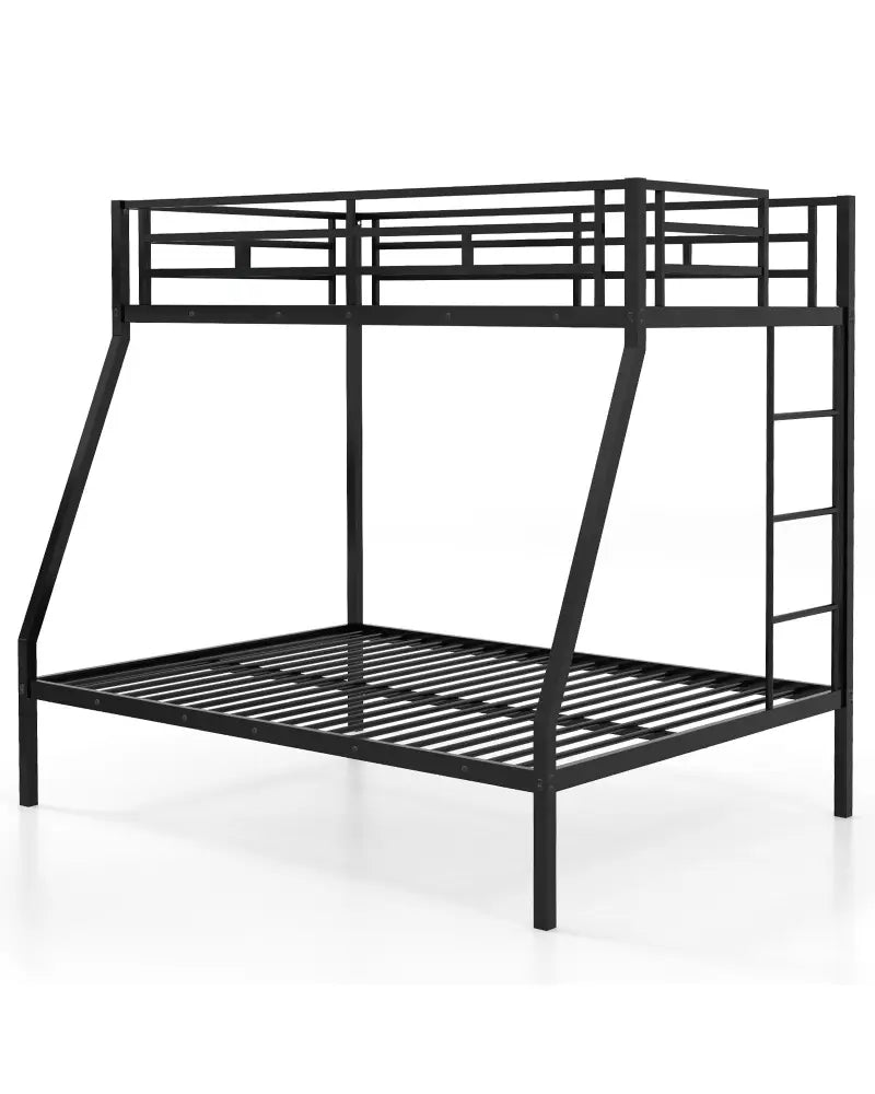 Space-saving Metal Slatted Bed Frame for Teens and Adults Noise-free No Box Spring Needed-Black - Black - Bunk Bed Frame