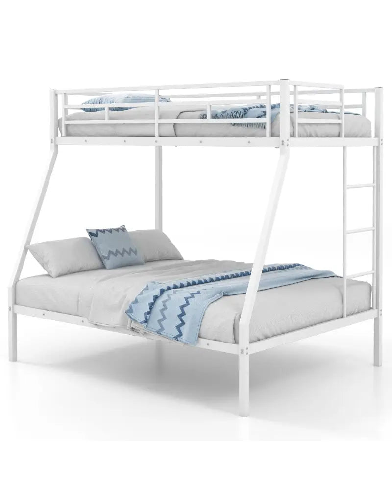 Space-saving Metal Slatted Bed Frame for Teens and Adults Noise-free No Box Spring Needed-White - White - Bunk Bed Frame