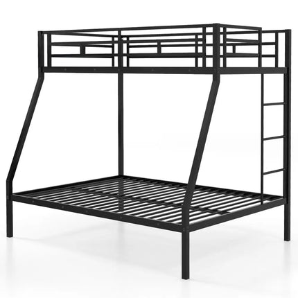 Space-saving Metal Slatted Bed Frame for Teens and Adults Noise-free No Box Spring Needed-Black - Black - Bunk Bed Frame
