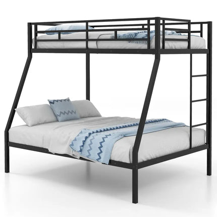 Space-saving Metal Slatted Bed Frame for Teens and Adults Noise-free No Box Spring Needed-Black - Black - Bunk Bed Frame