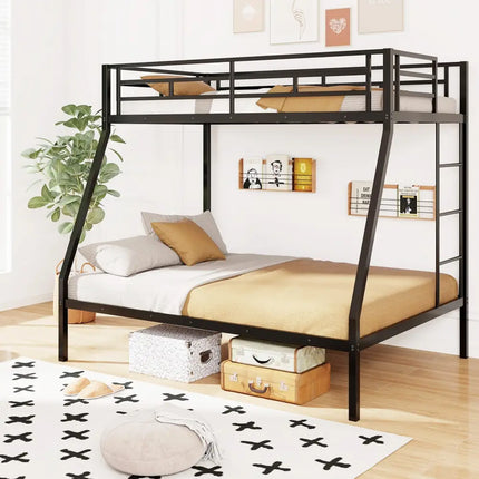 Space-saving Metal Slatted Bed Frame for Teens and Adults Noise-free No Box Spring Needed-Black - Black - Bunk Bed Frame