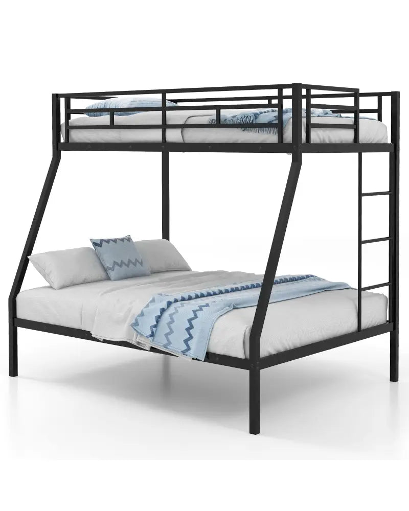 Space-saving Metal Slatted Bed Frame for Teens and Adults Noise-free No Box Spring Needed-Black - Black - Bunk Bed Frame