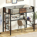 Space-Saving Twin Loft Bed with Safety Guardrail and Ladder-Coffee - Coffee - Simple Bed Frame