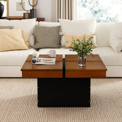 Square Coffee Table Mid Century Modern Center Table-Walnut - Walnut - Coffee Tables