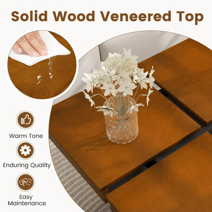 Square Coffee Table Mid Century Modern Center Table-Walnut - Walnut - Coffee Tables