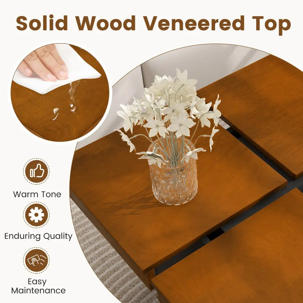 Square Coffee Table Mid Century Modern Center Table-Walnut - Walnut - Coffee Tables