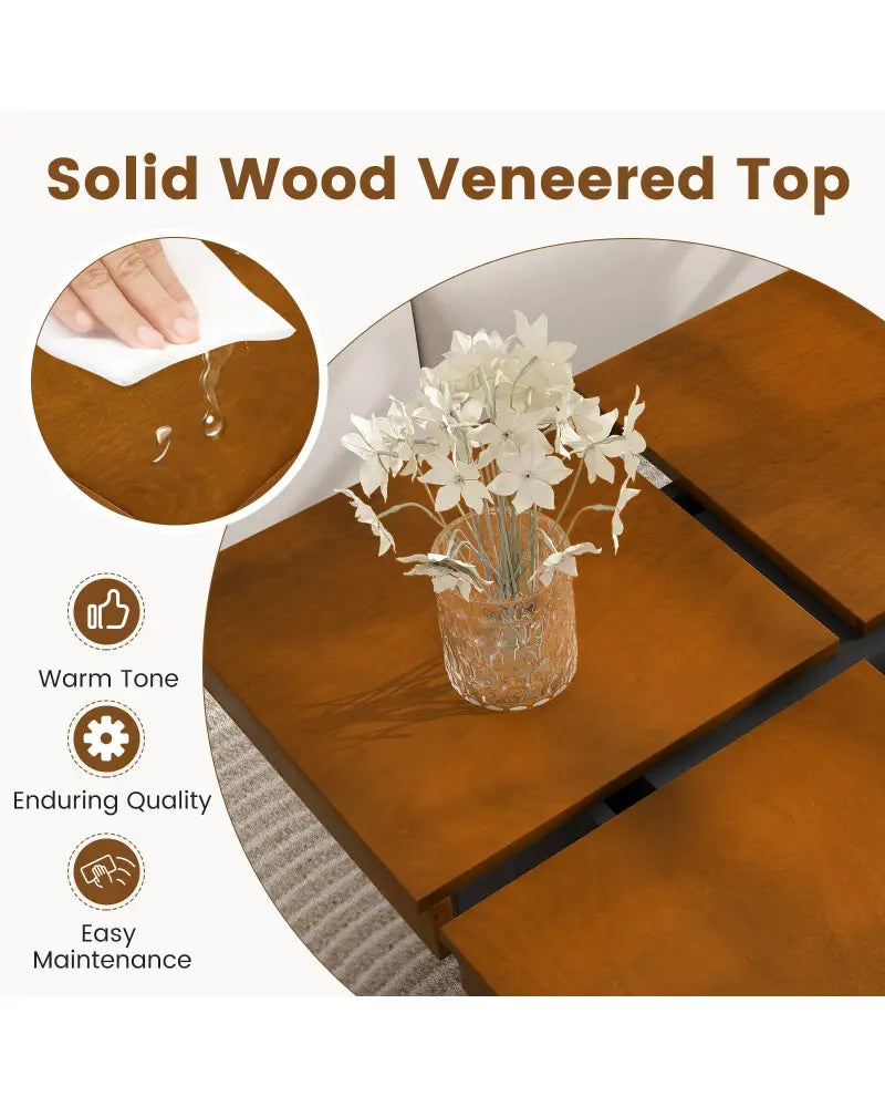 Square Coffee Table Mid Century Modern Center Table-Walnut - Walnut - Coffee Tables