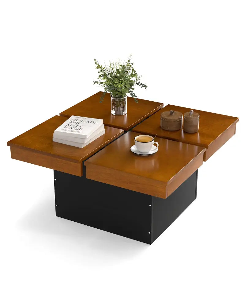 Square Coffee Table Mid Century Modern Center Table-Walnut - Walnut - Coffee Tables