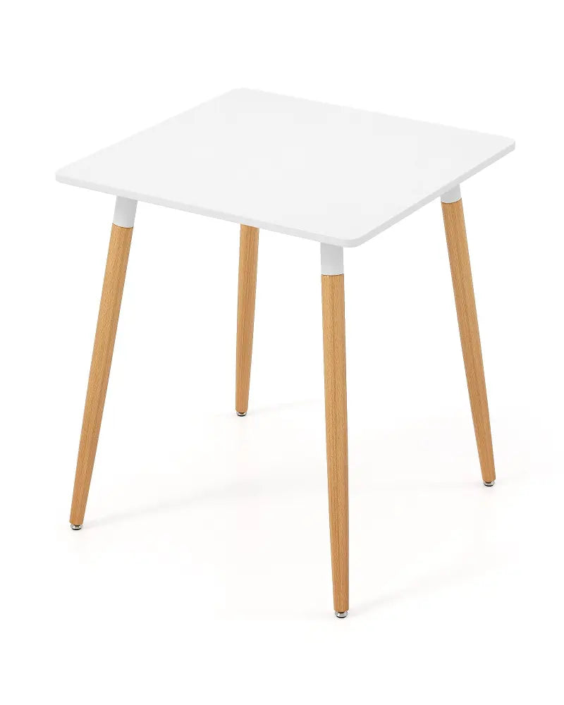 Square Dining Table with Adjustable Foot Pads for Dining Room Kitchen-White - White - Dining Tables