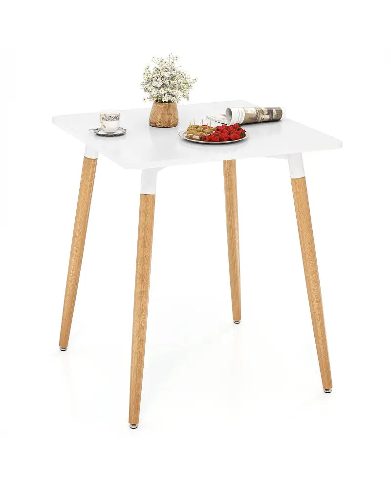 Square Dining Table with Adjustable Foot Pads for Dining Room Kitchen-White - White - Dining Tables
