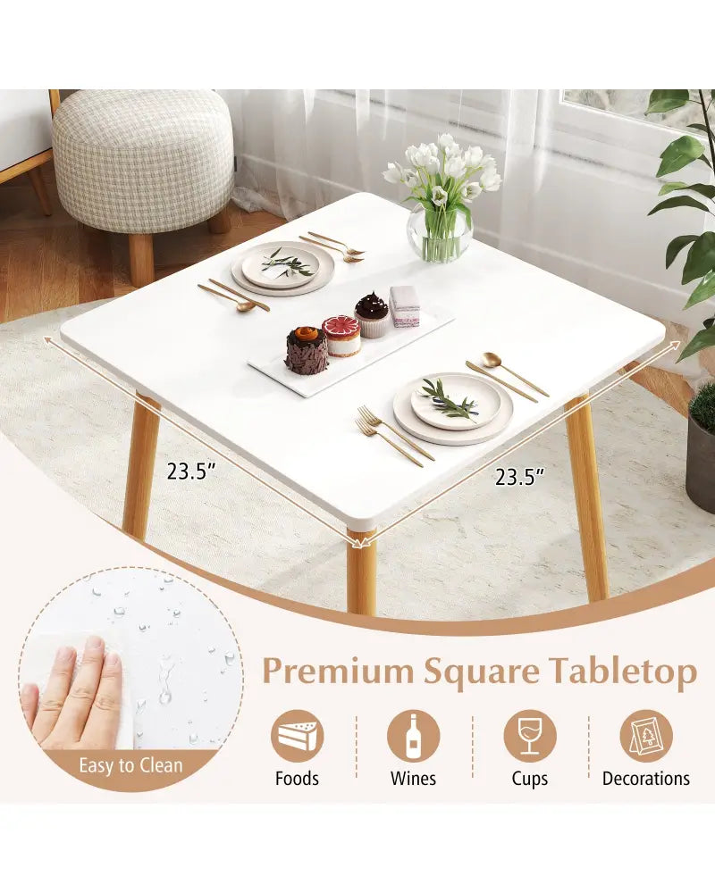 Square Dining Table with Adjustable Foot Pads for Dining Room Kitchen-White - White - Dining Tables