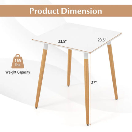 Square Dining Table with Adjustable Foot Pads for Dining Room Kitchen-White - White - Dining Tables